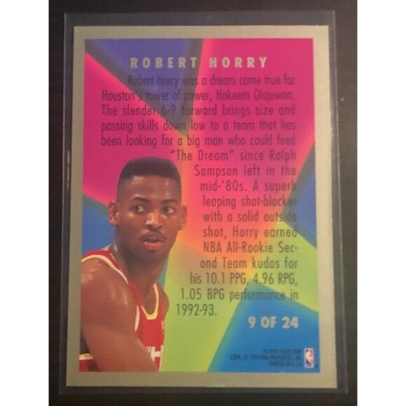 1993-94 Fleer ROBERT HORRY Rookie Sensations #9 Rockets - Picture 2 of 2